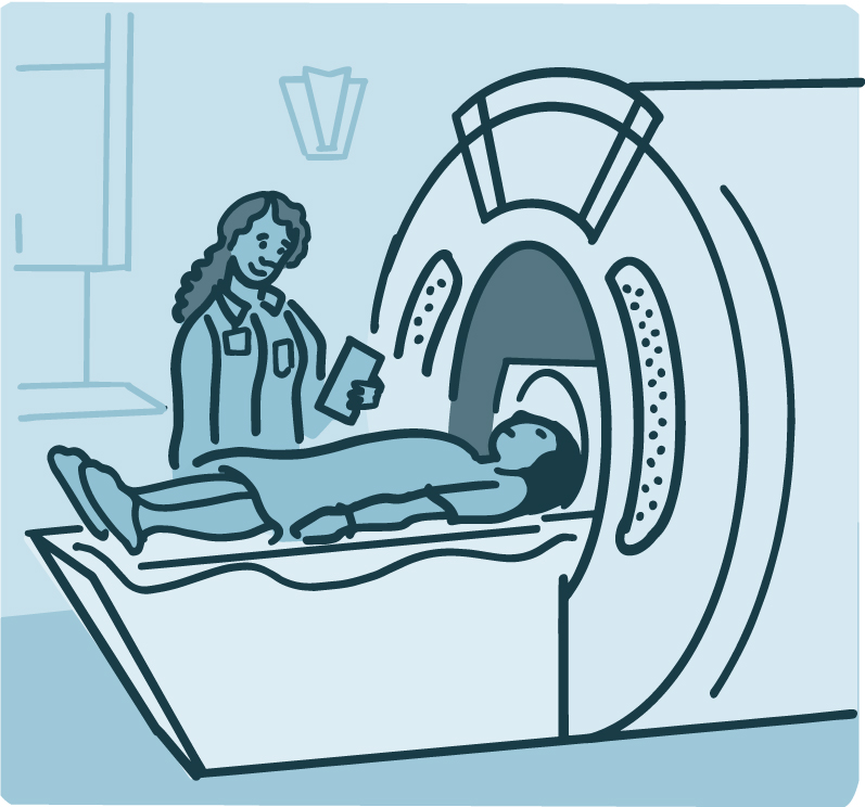 Illustration of a person getting an MRI scan Illustration of a person getting an MRI scan